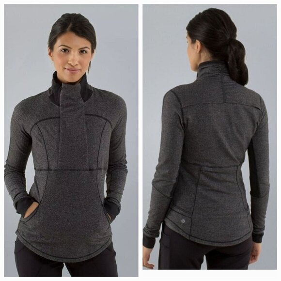 Lululemon Base Runner Herringbone jacket  sz 6 Half zip back pocket Rulu fabric - Picture 1 of 14